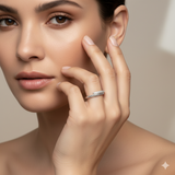 טבעת זהב לבן משובצת 2 שורות יהלומים