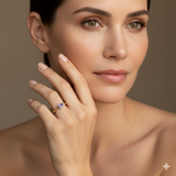 טבעת זהב מוברש משובצת טנזנייט סגול