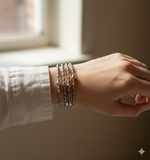 צמיד קפיץ מסולסל עם חרוז כסף