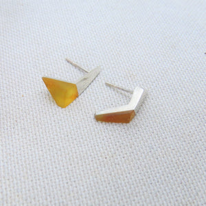 GEOMMETRY AMBER silver עגילים צמודים מכסף