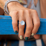 טבעת כסף אליס עם טופ VU כחול 24 מ"מ